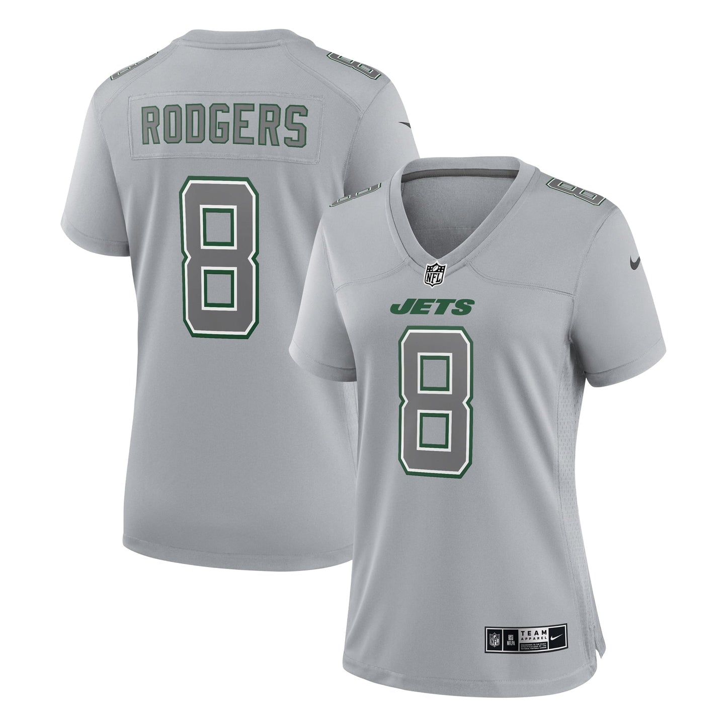 Women's Nike Aaron Rodgers Heather Gray New York Jets Atmosphere Fashion Game Jersey